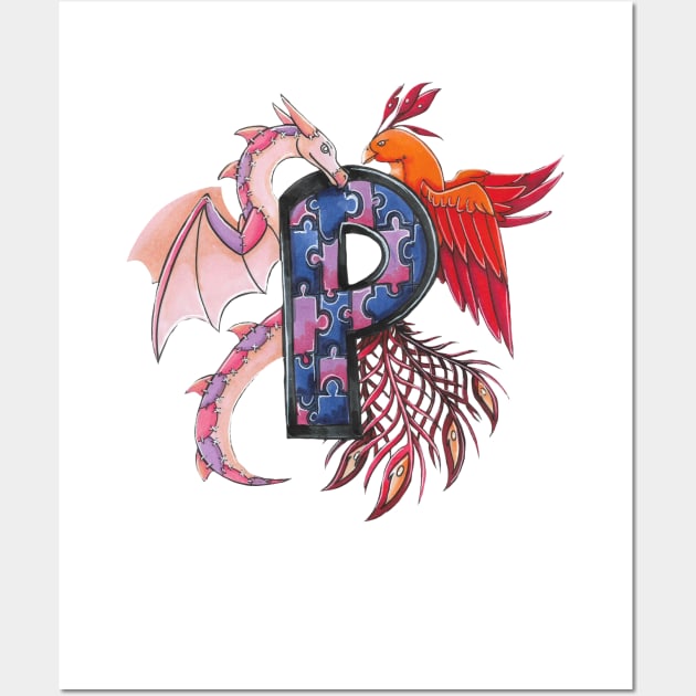 Phoenix and patchy dragon Wall Art by BeksSketches